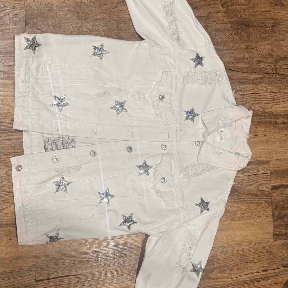 White Jean jacket with silver stars